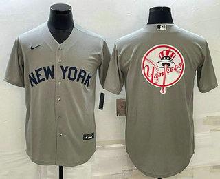 Men's New York Yankees Big Logo 2021 Grey Field of Dreams Cool Base Stitched Jersey 02