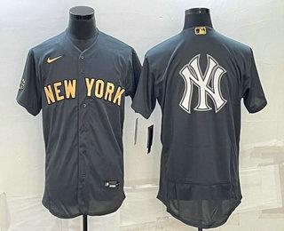 Men's New York Yankees Big Logo Grey 2022 All Star Stitched Flex Base Nike Jersey 01