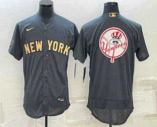 Men's New York Yankees Big Logo Grey 2022 All Star Stitched Flex Base Nike Jersey 02