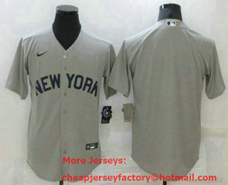 Men's New York Yankees Blank 2021 Grey Field of Dreams Cool Base Stitched Baseball Jersey
