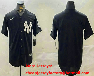 Men's New York Yankees Blank Black Fashion Cool Base Stitched Baseball Jersey