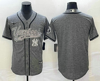 Men's New York Yankees Blank Grey Gridiron Cool Base Stitched Baseball Jersey