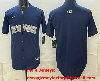 Men's New York Yankees Blank Navy Limited Stitched Jersey