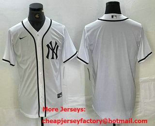 Men's New York Yankees Blank White Cool Base Stitched Jersey