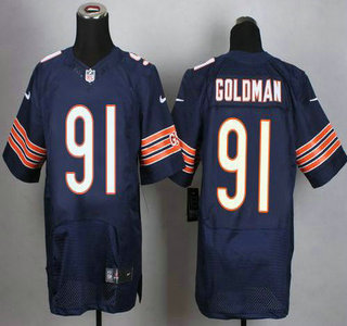 Men's Nike Chicago Bears #91 Eddie Goldman Navy Blue Team Color NFL Nike Elite Jersey