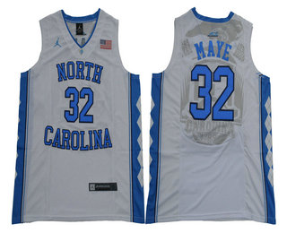 Men's North Carolina Tar Heels #32 Luke Maye White College Basketball Brand Jordan Swingman Stitched NCAA Jersey