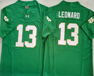 Men's Notre Dame Fighting Irish #13 Riley Leonard Green FUSE College Football Jersey