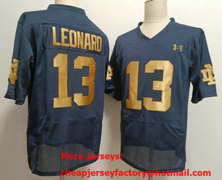 Men's Notre Dame Fighting Irish #13 Riley Leonard Name Navy Blue College Stitched Jersey