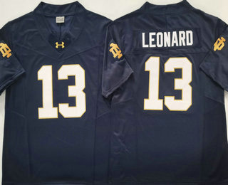 Men's Notre Dame Fighting Irish #13 Riley Leonard Navy Gold FUSE College Football Jersey