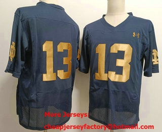 Men's Notre Dame Fighting Irish #13 Riley Leonard Navy Blue College Stitched Jersey