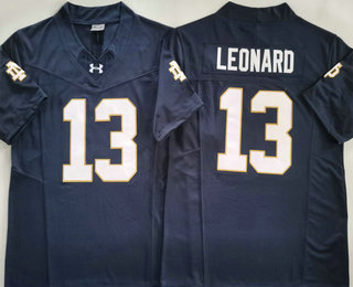 Men's Notre Dame Fighting Irish #13 Riley Leonard Navy FUSE College Football Jersey