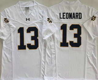 Men's Notre Dame Fighting Irish #13 Riley Leonard White FUSE College Football Jersey