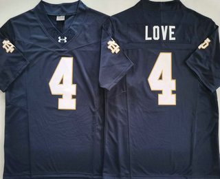 Men's Notre Dame Fighting Irish #4 Jeremiyah Love Navy FUSE College Football Jersey