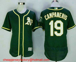 Men's Oakland Athletics #19 Bert Campy Campaneris Retired Green Stitched MLB 2016 Flex Base Jersey
