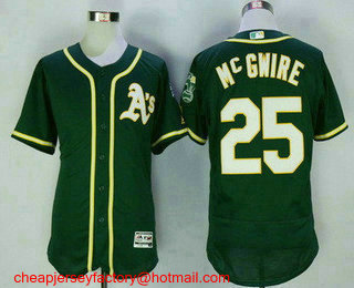 Men's Oakland Athletics #25 Mark Mcgwire Retired Green Stitched MLB 2016 Flex Base Jersey