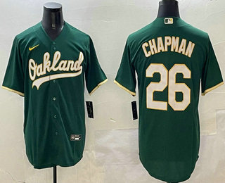 Men's Oakland Athletics #26 Matt Chapman Green Stitched Cool Base Nike Jersey