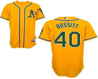 Men's Oakland Athletics #40 Chris Bassitt Yellow Stitched Baseball Jersey