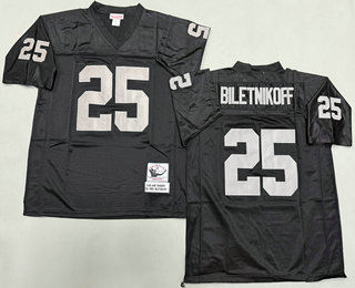 Men's Oakland Raiders #25 Fred Biletnikoff Black Throwback Jersey