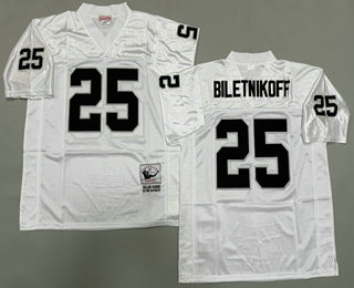 Men's Oakland Raiders #25 Fred Biletnikoff White Throwback Jersey