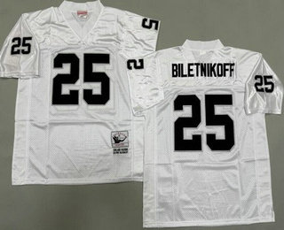 Men's Oakland Raiders #25 Fred Biletnikoff White Throwback Jersey