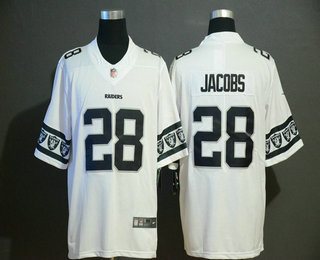Men's Oakland Raiders #28 Josh Jacobs White 2019 NEW Team Logo Vapor Untouchable Stitched NFL Nike Limited Jersey
