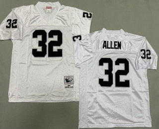 Men's Oakland Raiders #32 Marcus Allen White 1984 Throwback Jersey