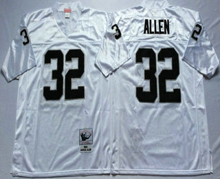 Men's Oakland Raiders #32 Marcus Allen White Throwback Stitched NFL Jersey