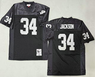 Men's Oakland Raiders #34 Bo Jackson Black 1990 Throwback Jersey