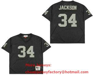 Men's Oakland Raiders #34 Bo Jackson Black 1990 Throwback Jersey