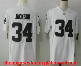 Men's Oakland Raiders #34 Bo Jackson White 2017 Vapor Untouchable Stitched NFL Nike Limited Jersey