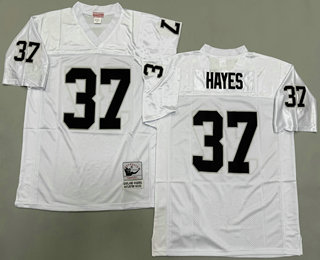 Men's Oakland Raiders #37 Lester Hayes White Throwback Jersey