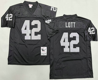 Men's Oakland Raiders #42 Ronnie Lott Black Throwback Jersey
