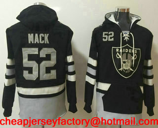 Men's Oakland Raiders #52 Khalil Mack NEW Black Pocket Stitched NFL Pullover Hoodie