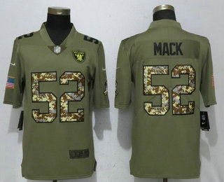 Men's Oakland Raiders #52 Khalil Mack Olive With Camo 2017 Salute To Service Stitched NFL Nike Limited Jersey