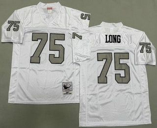 Men's Oakland Raiders #75 Howie Long White Sliver 1987 Throwback Jersey