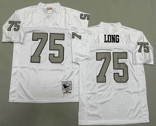 Men's Oakland Raiders #75 Howie Long White Sliver Throwback Jersey