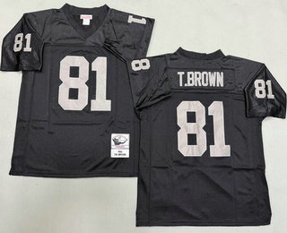 Men's Oakland Raiders #81 Tim Brown Black 1994 Throwback Jersey