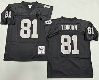Men's Oakland Raiders #81 Tim Brown Black Throwback Jersey