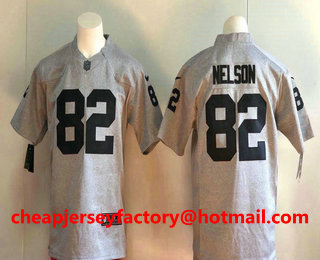 Men's Oakland Raiders #82 Jordy Nelson Gray Gridiron Stitched NFL Nike Limited Jersey
