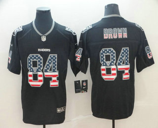 Men's Oakland Raiders #84 Antonio Brown 2018 USA Flag Fashion Black Color Rush Stitched Nike Limited Jersey