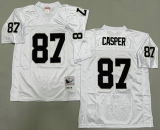 Men's Oakland Raiders #87 Dave Casper White Throwback Jersey