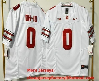 Men's Ohio State Buckeyes #0 OH IO Limited White FUSE 2026 College Football Jersey