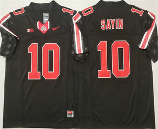 Men's Ohio State Buckeyes #10 Julian Sayin Limited Black Fashion FUSE College Football Jersey