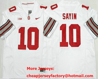 Men's Ohio State Buckeyes #10 Julian Sayin Limited White FUSE 2026 College Football Jersey