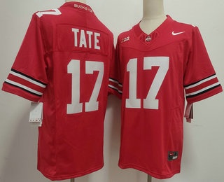 Men's Ohio State Buckeyes #17 Carnell Tate Limited Red FUSE College Football Jersey
