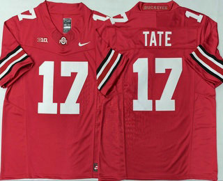 Men's Ohio State Buckeyes #17 Carnell Tate Limited Red FUSE College Football Jersey