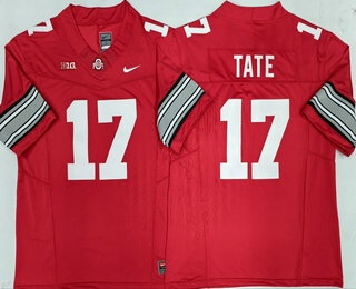 Men's Ohio State Buckeyes #17 Carnell Tate Red 2025 FUSE College Football Jersey