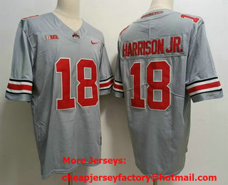 Men's Ohio State Buckeyes #18 Marvin Harrison Jr Gray FUSE College Football Jersey