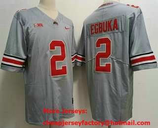 Men's Ohio State Buckeyes #2 Emeka Egbuka Gray FUSE College Football Jersey
