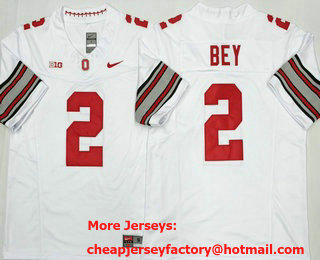 Men's Ohio State Buckeyes #2 Legend Bey Limited White FUSE 2026 College Football Jersey